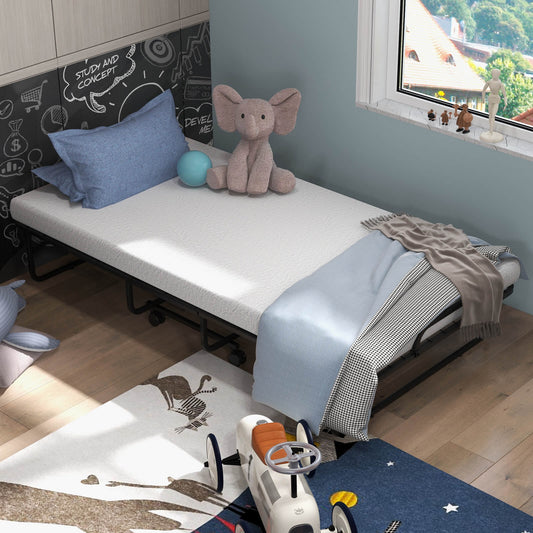 Twin Size Metal Folding Bed With Memory Foam Mattress