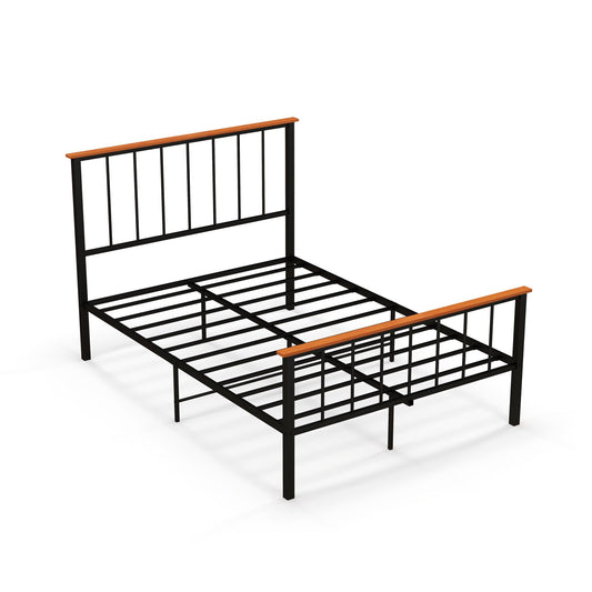 Full/Queen Bed Frame with Headboard and Footboard-Full Size, Black