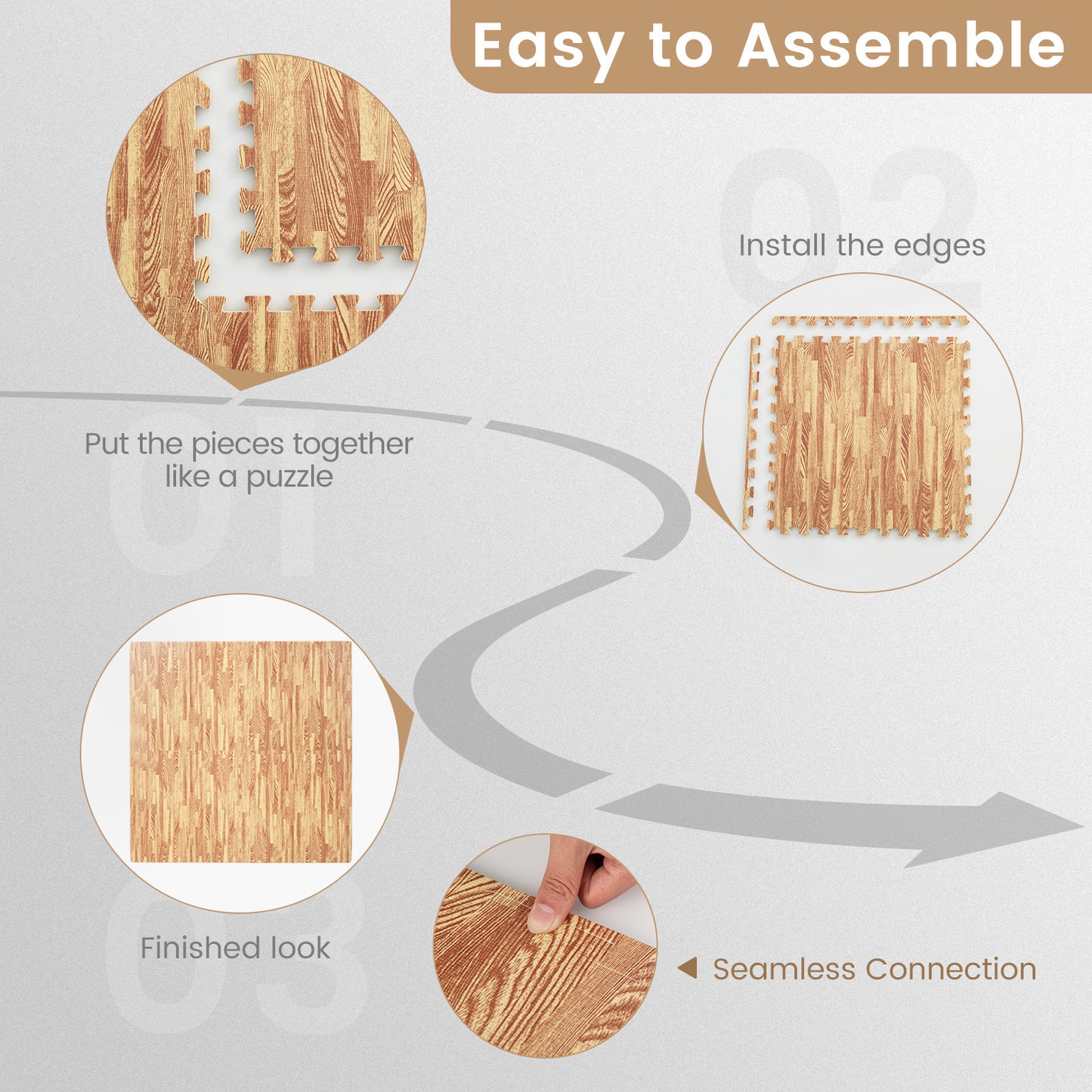 12 Tiles Wood Grain Foam Floor Mats, Natural Decorative Fencing & Flooring at Gallery Canada