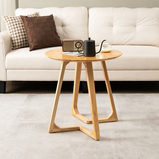 24 Inch Round End Table with Adjustable Foot Pads Natural, Natural End & Side Tables Natural at Gallery Canada