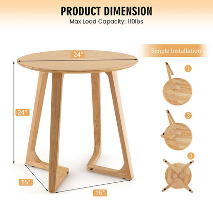24 Inch Round End Table with Adjustable Foot Pads Natural, Natural