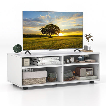 4-Cube TV Stand for TV up to 45 Inch with 5 Positions Adjustable Shelves, White