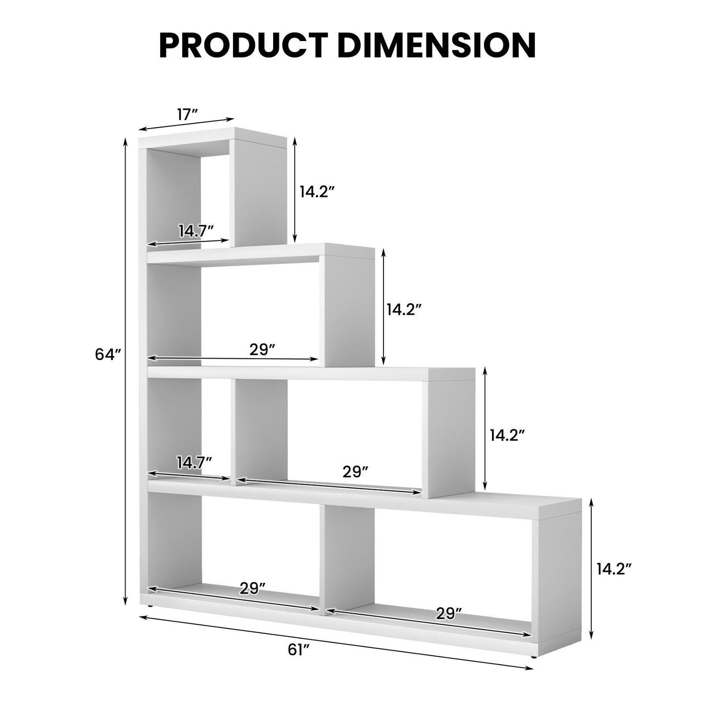 6 Cubes Ladder Shelf Corner Bookshelf Storage Bookcase, White at Gallery Canada