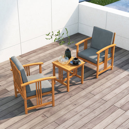 3 Pcs Solid Wood Patio Sofa Set, Gray Patio Conversation Sets Gray at Gallery Canada