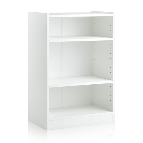 3-Tier Bookcase Open Display Rack Cabinet with Adjustable Shelves, White