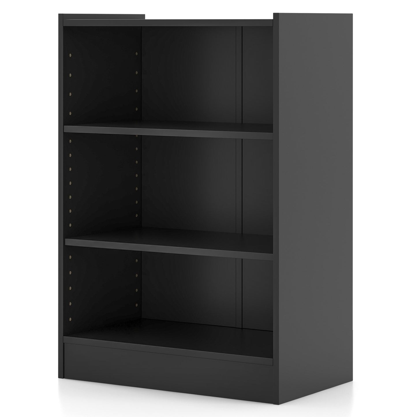 3-Tier Bookcase Open Display Rack Cabinet with Adjustable Shelves, Black