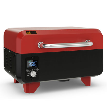 Outdoor Portable Tabletop Pellet Grill and Smoker with Digital Control System for BBQ, Red