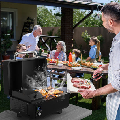 Outdoor Portable Tabletop Pellet Grill and Smoker with Digital Control System for BBQ, Black at Gallery Canada