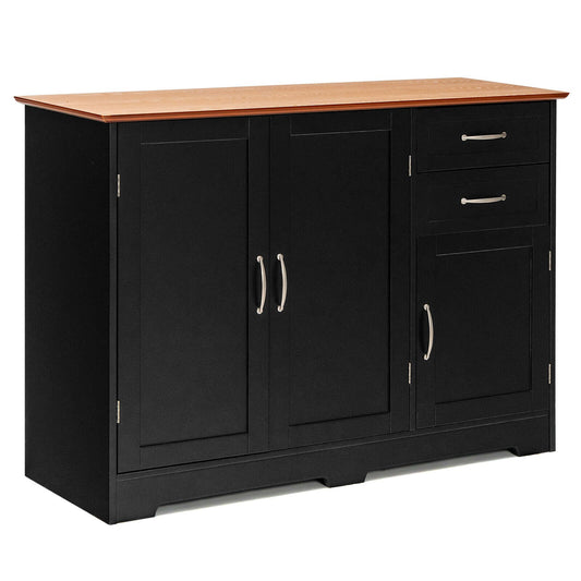 Buffet Storage Cabinet with 2-Door Cabinet and 2 Drawers, Black
