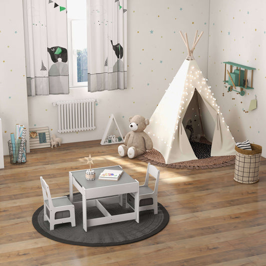 Kids Table Chairs Set With Storage, Blackboard Whiteboard, White Kids Table & Chair Sets White at Gallery Canada