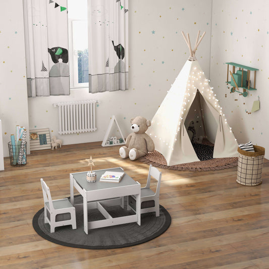 Kids Table Chairs Set With Storage, Blackboard Whiteboard, White Kids Table & Chair Sets White at Gallery Canada