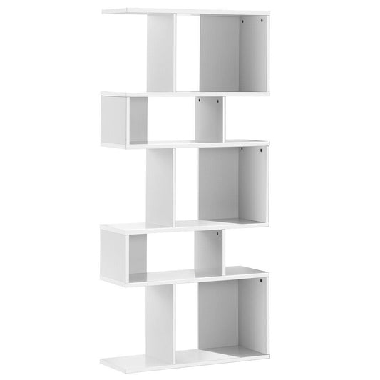 5 Cubes Ladder Shelf Corner Bookshelf Display Rack Bookcase, White