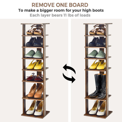 Wooden Shoes Storage Stand 7 Tiers Shoe Rack Organizer Multi-shoe Rack Shoebox, Rustic Brown at Gallery Canada