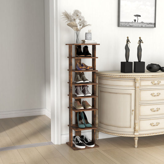 Wooden Shoe Storage Stand, 7 Tier Shoe Rack Organizer, Rustic Brown Shoe Racks & Storage Benches Rustic Brown at Gallery Canada