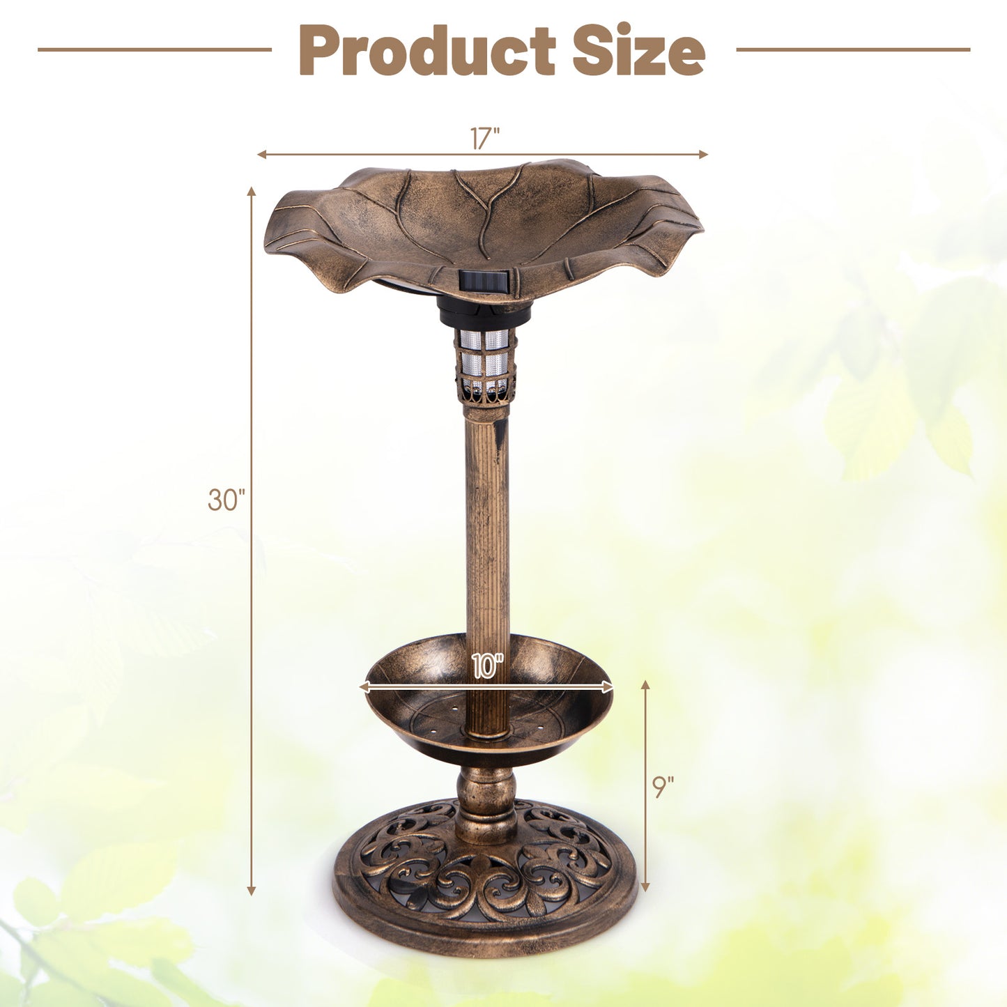 Standing Pedestal Birdbath Feeder, Lotus Leaf Bowl, Bronze Chicken Coops at Gallery Canada