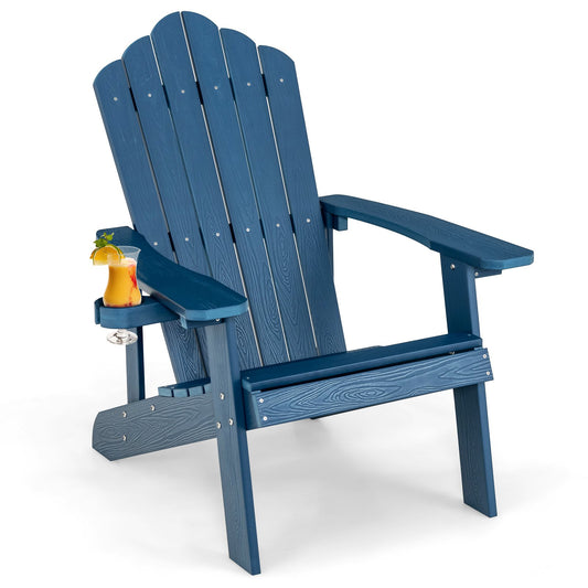 Weather Resistant HIPS Outdoor Adirondack Chair with Cup Holder, Navy at Gallery Canada