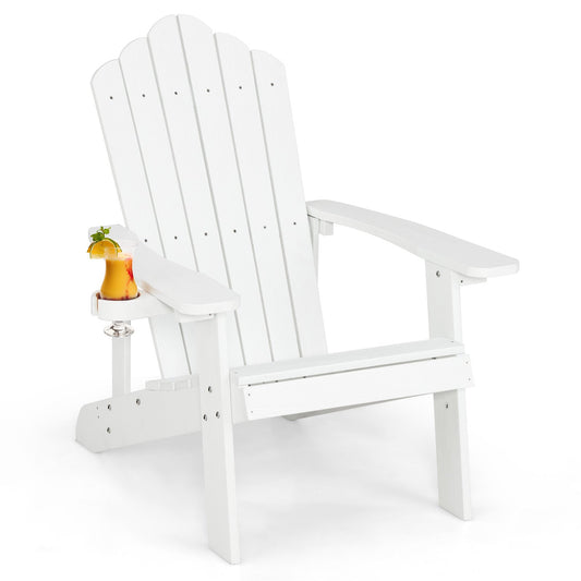 Weather Resistant HIPS Outdoor Adirondack Chair with Cup Holder, White at Gallery Canada