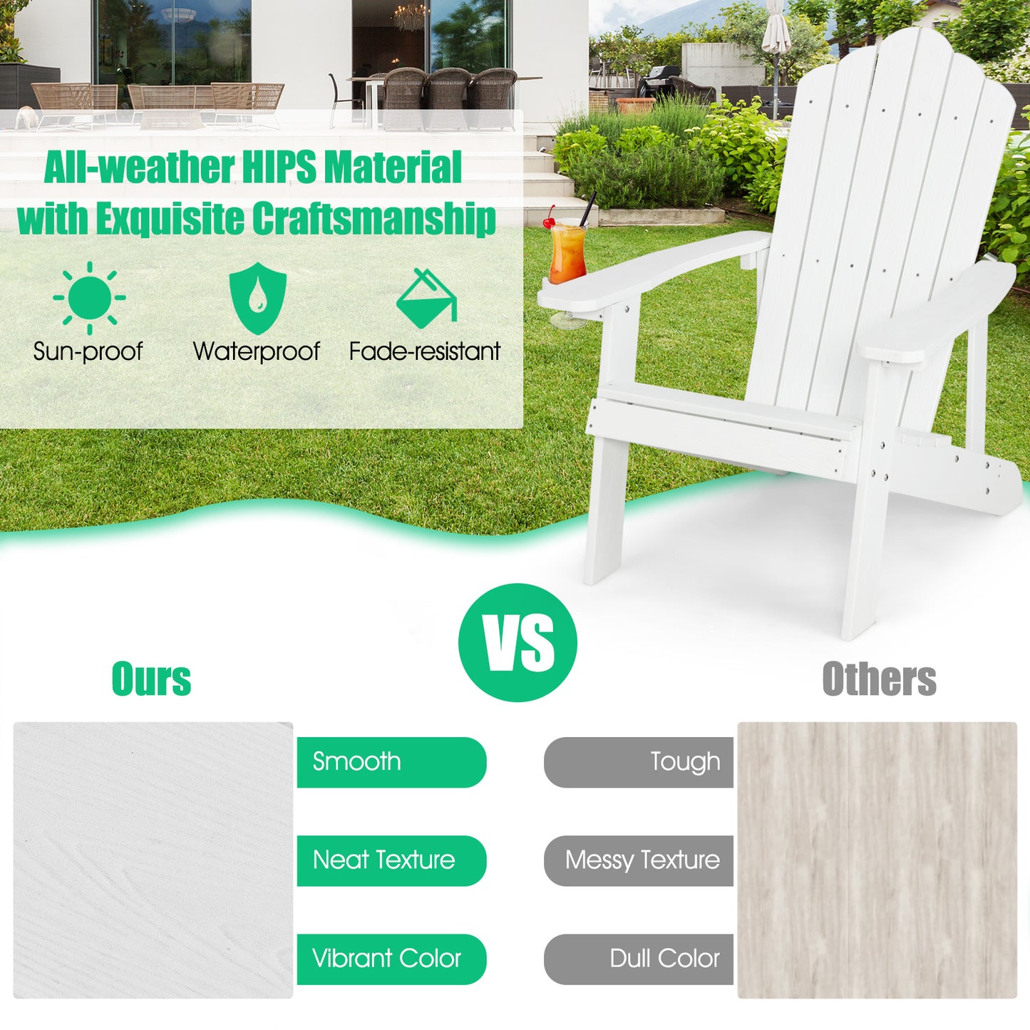 Weather Resistant HIPS Outdoor Adirondack Chair, White Adirondack Chairs at Gallery Canada