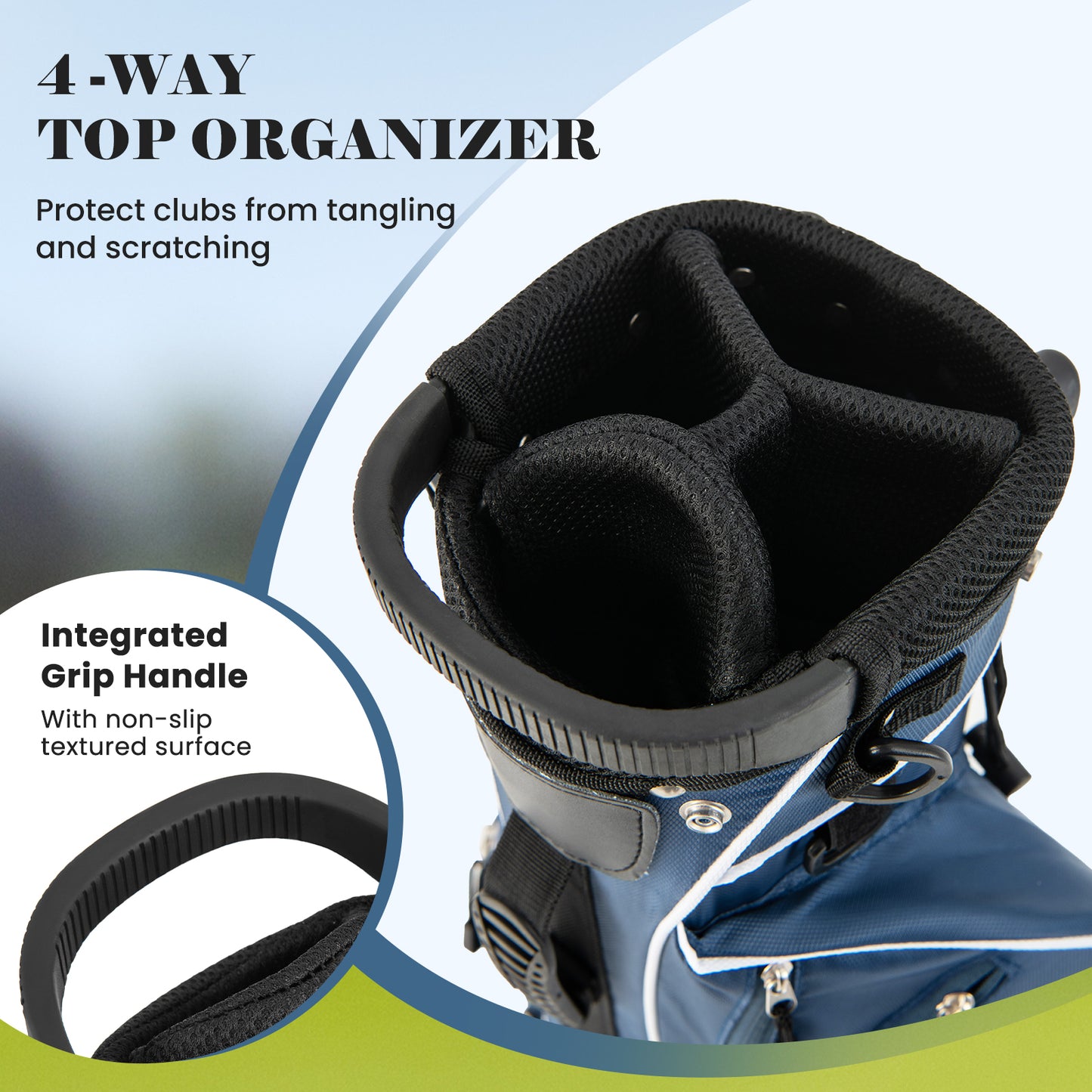 Golf Stand Cart Bag, 4 Way Divider, Blue Golf at Gallery Canada