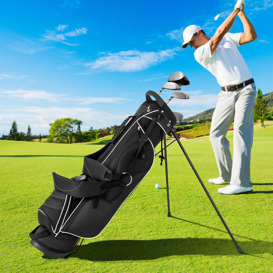 Golf Stand Cart Bag, 4 Way Divider, Carry Organizer Pockets, Black Golf Black at Gallery Canada
