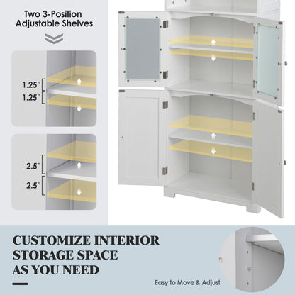6-Tier Freestanding Bathroom Cabinet with 2 Open Compartments and Adjustable Shelves, White at Gallery Canada