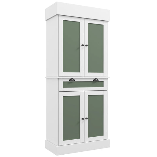 Kitchen Pantry Cabinet with 2-Door Sideboards and Adjustable Shelves, White