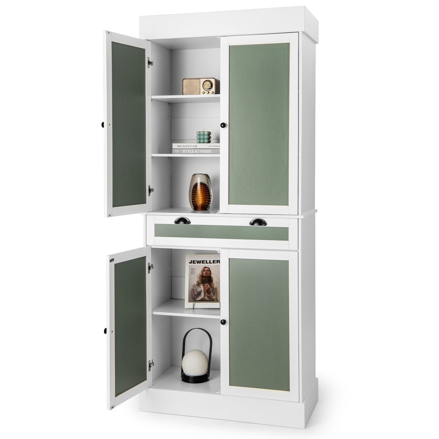 Kitchen Pantry Cabinet with 2-Door Sideboards and Adjustable Shelves, White at Gallery Canada