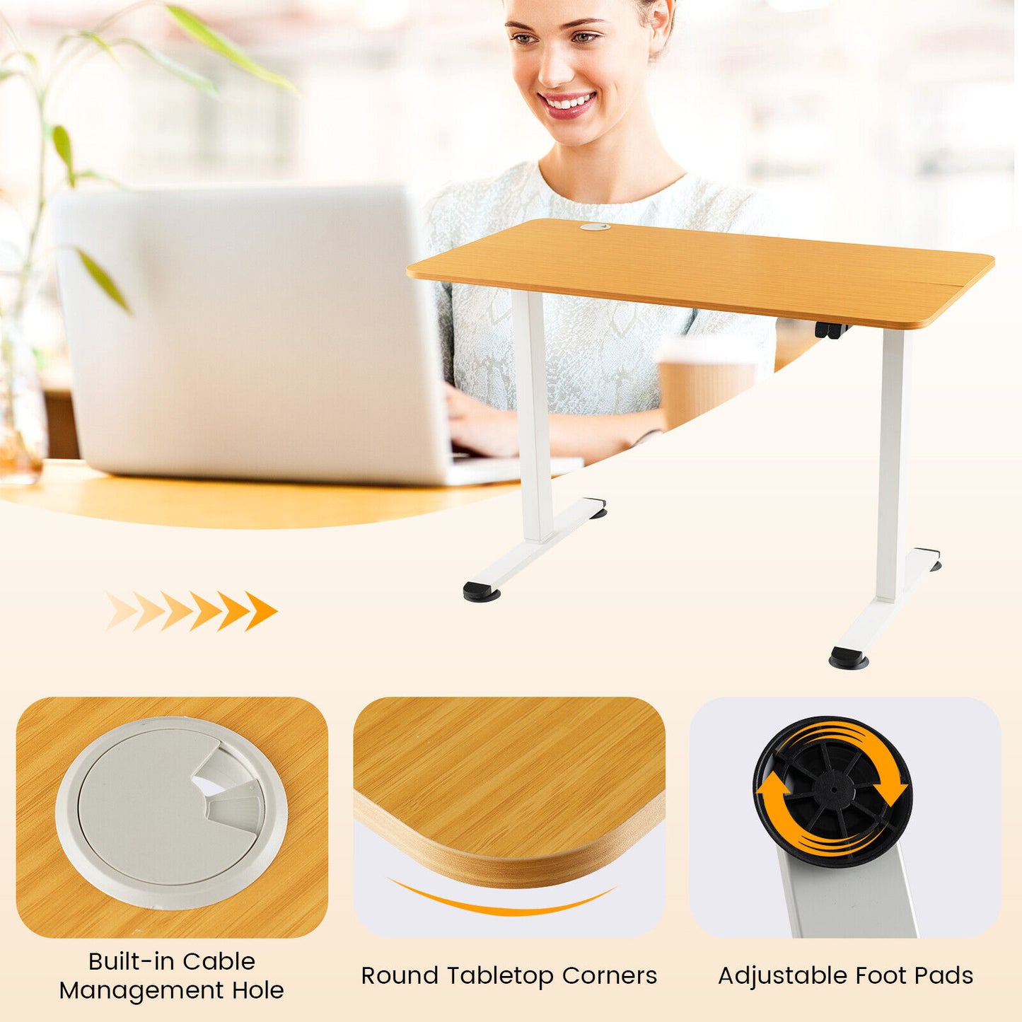 Electric Standing Desk, Adjustable Anti-Collision, Natural Standing Desks at Gallery Canada