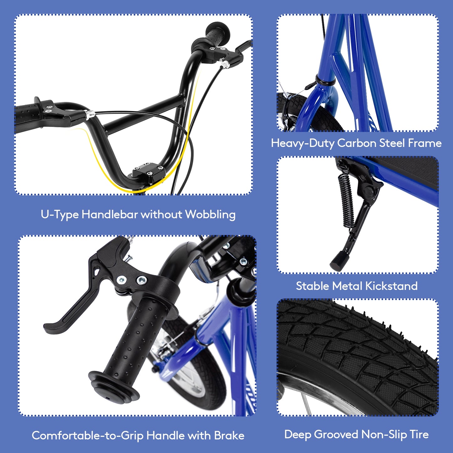 Height Adjustable Kid Kick Scooter with 12 Inch Air Filled Wheel, Navy Scooters at Gallery Canada