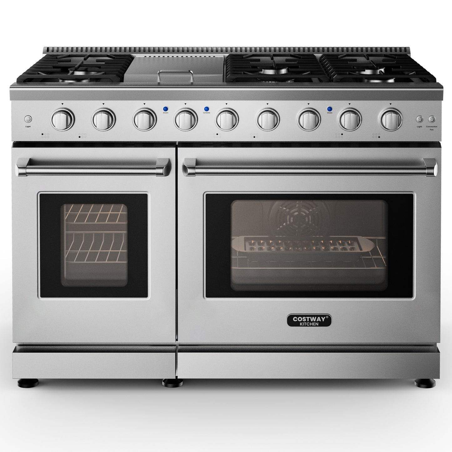 48 Inch Freestanding Natural Gas Range, 7 Burner Cooktop Food Warmers & Burners at Gallery Canada
