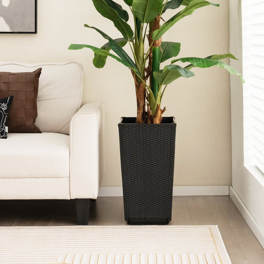 Outdoor Wicker Flower Pot Set, 2-Piece, Black Raised Garden Beds Black at Gallery Canada