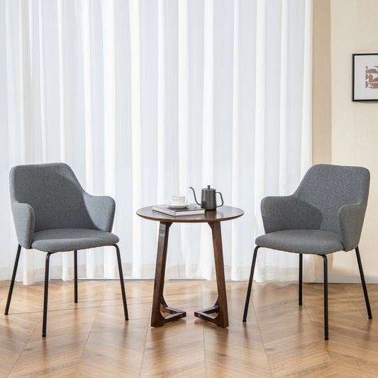 Dining Chairs Set of 2, Curved Backrest, Wide Seat, Gray Dining Chairs Gray at Gallery Canada