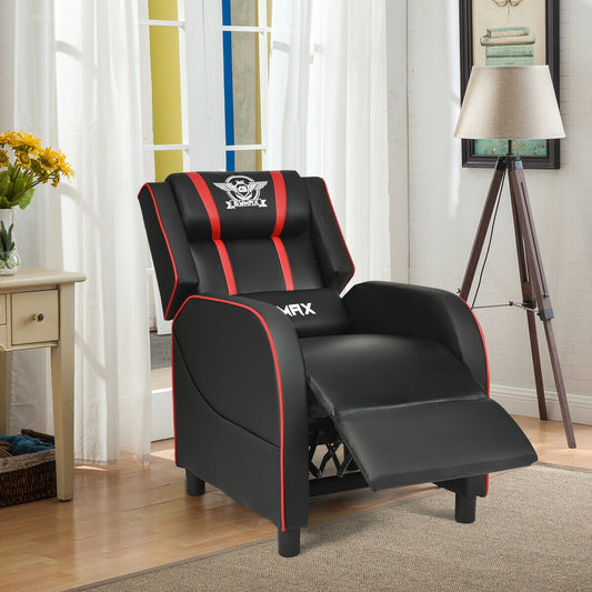 Massage Racing Gaming Single Recliner Chair, Red Gaming Chairs Red at Gallery Canada