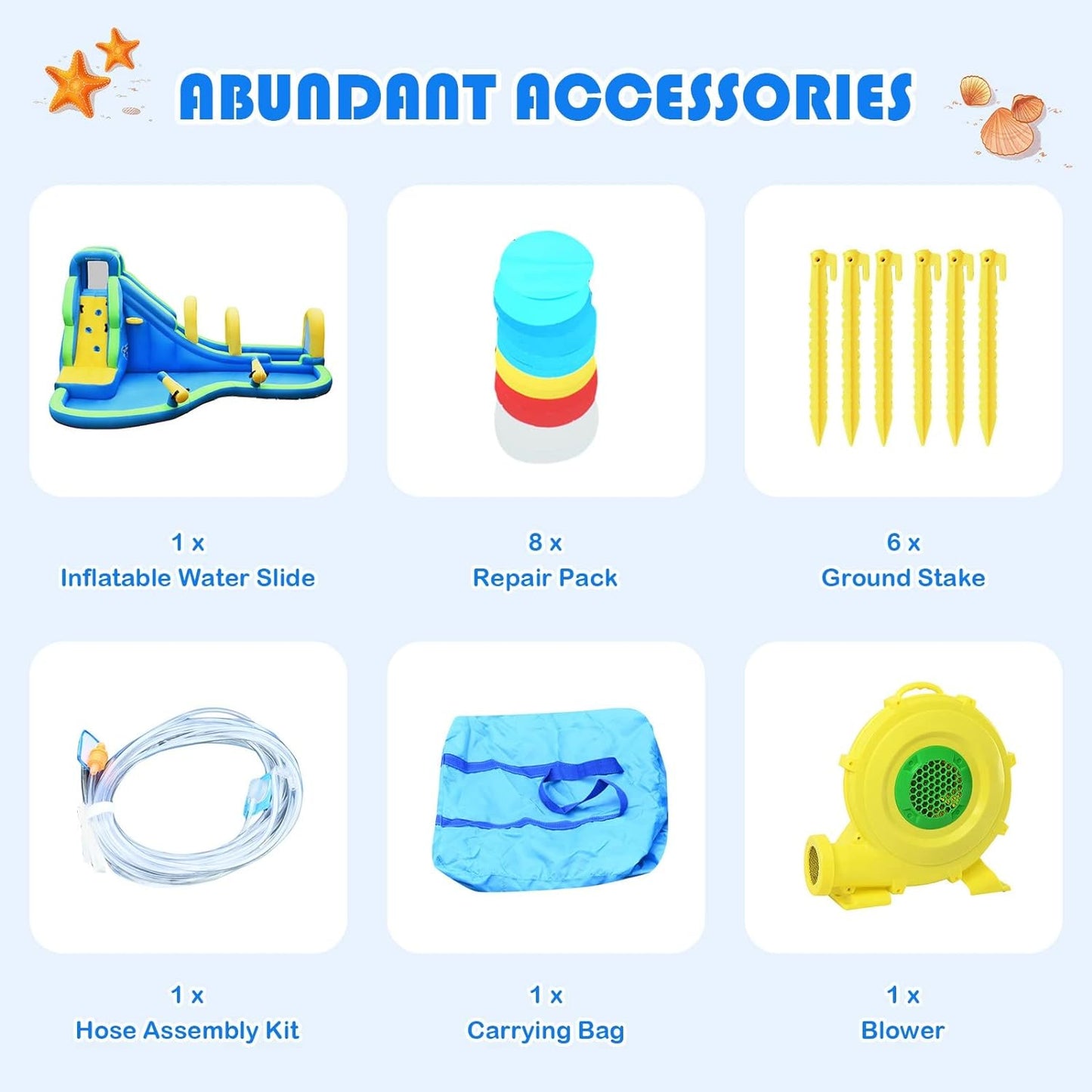 Multifunctional Inflatable Water Bounce with 735W Blower, Blue Bounce House at Gallery Canada