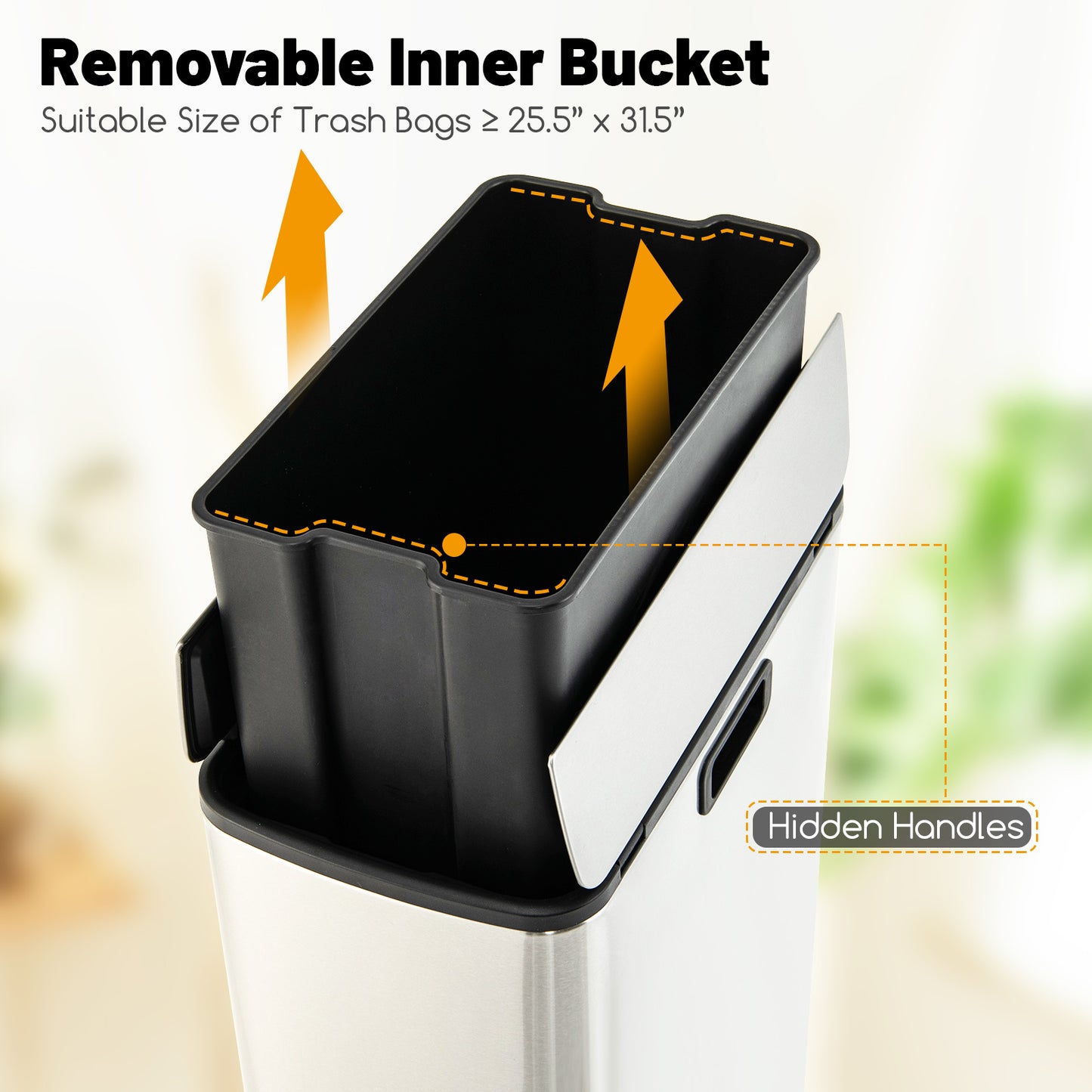 12 Gal Stainless Steel Trash Can, Soft-Closing Wing Lids, Silver Kitchen Utensils at Gallery Canada