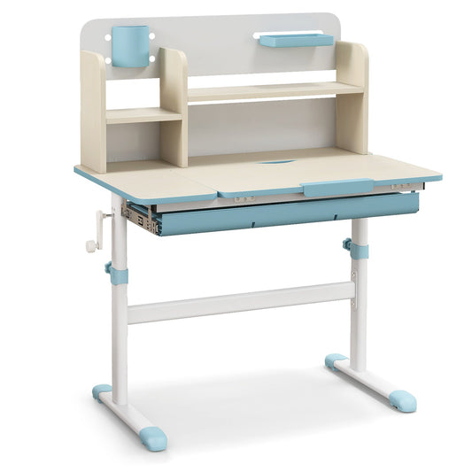 Height Adjustable Kids Study Desk with Tilt Desktop for 3-12 Years Old, Blue