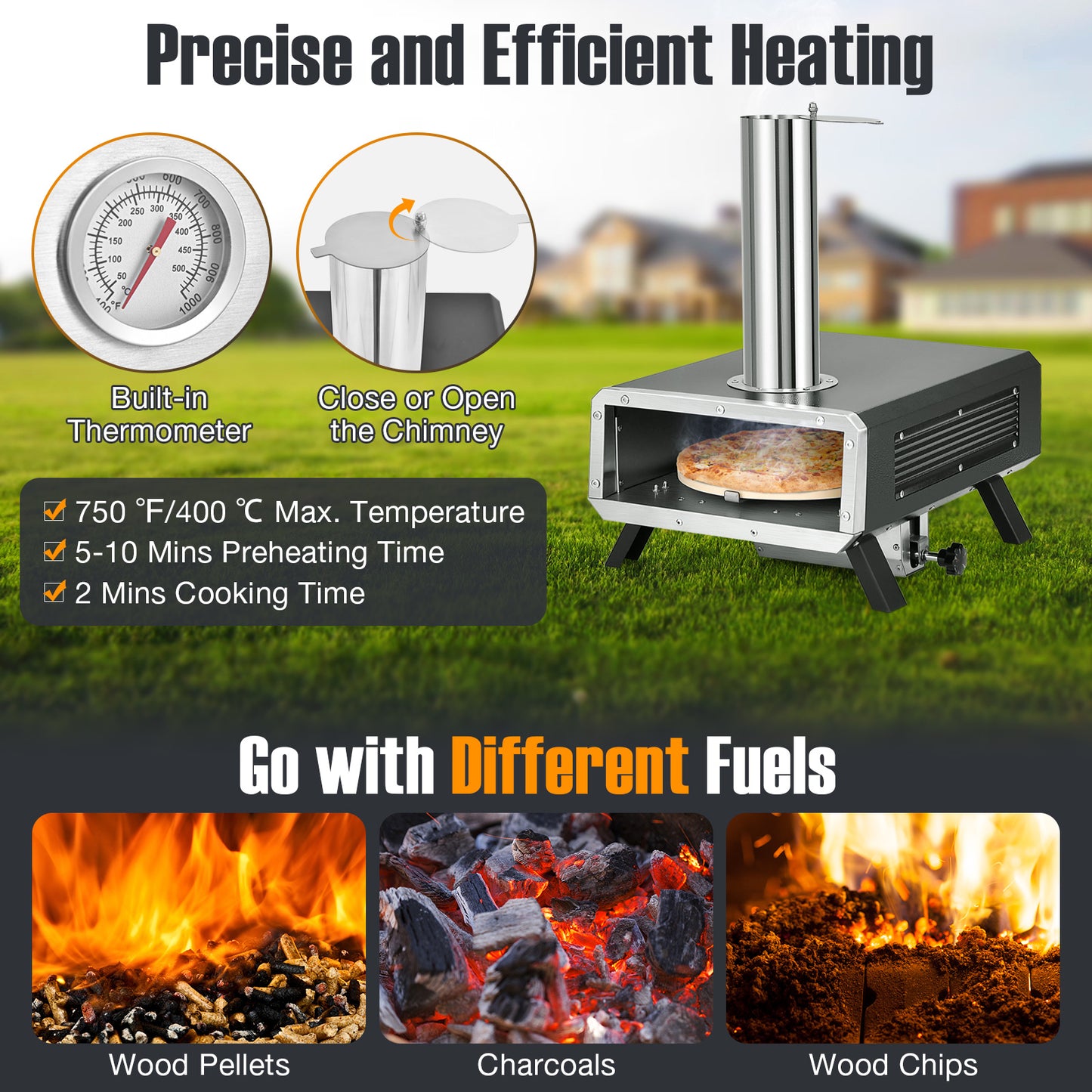 Portable Wood Pellet Pizza Oven, 12 Inch Round Rotatable Stone Outdoor Grills at Gallery Canada