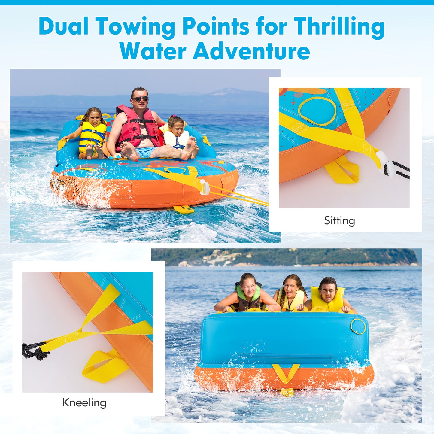 Towable Tube for Boating 3 Riders Water Sport Towables Sofa Pull Tube with Nylon Cover, Blue Water Sports at Gallery Canada