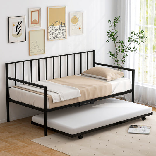Twin Size Daybed And Trundle Frame Set, Black Trundle Bed Frame Black at Gallery Canada