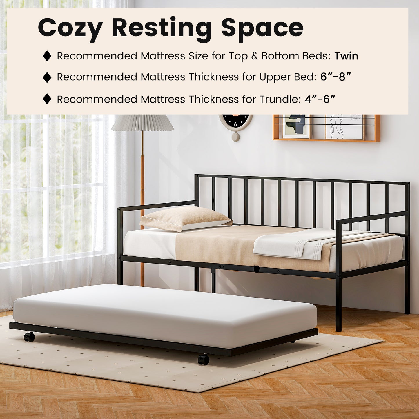 Twin Size Daybed And Trundle Frame Set, Black Trundle Bed Frame at Gallery Canada
