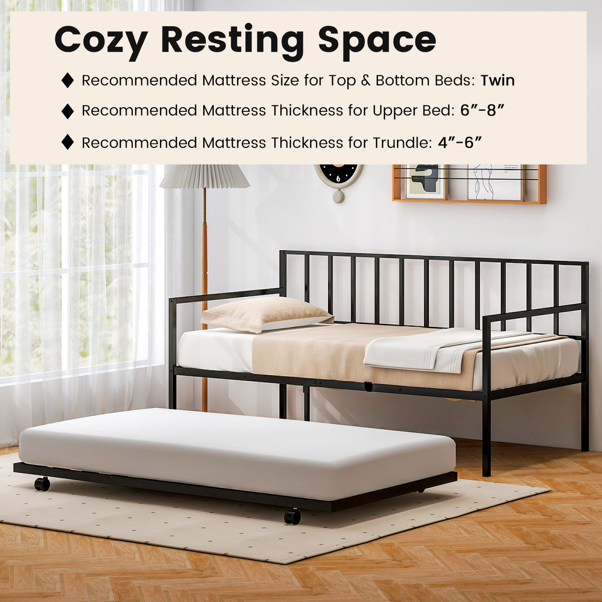 Twin Size Daybed And Trundle Frame Set, Black Trundle Bed Frame at Gallery Canada