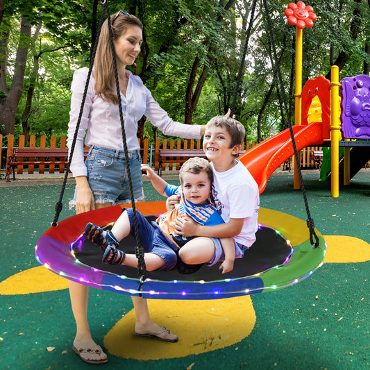 40 Inches Saucer Tree Swing With Lights, Multicolor Swing & Playsets Multicolor at Gallery Canada