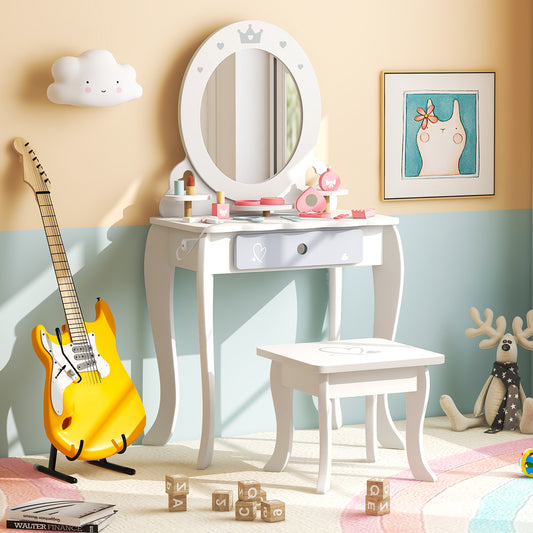 Kids Princess Makeup Table And Chair Set, White Kids Vanities White at Gallery Canada