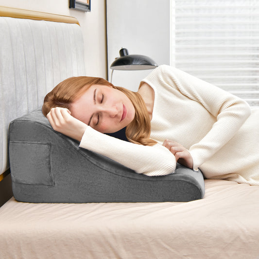 Bed Wedge Pillow With Tablet Stand, Side Pockets, Gray Bedding Gray at Gallery Canada