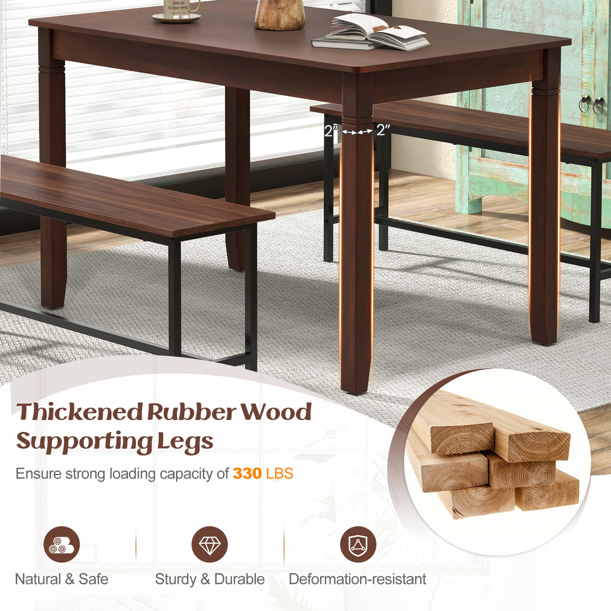 48-Inch Wooden Dining Table For 4, Rectangular Kitchen Table, Cherry Dining Tables at Gallery Canada