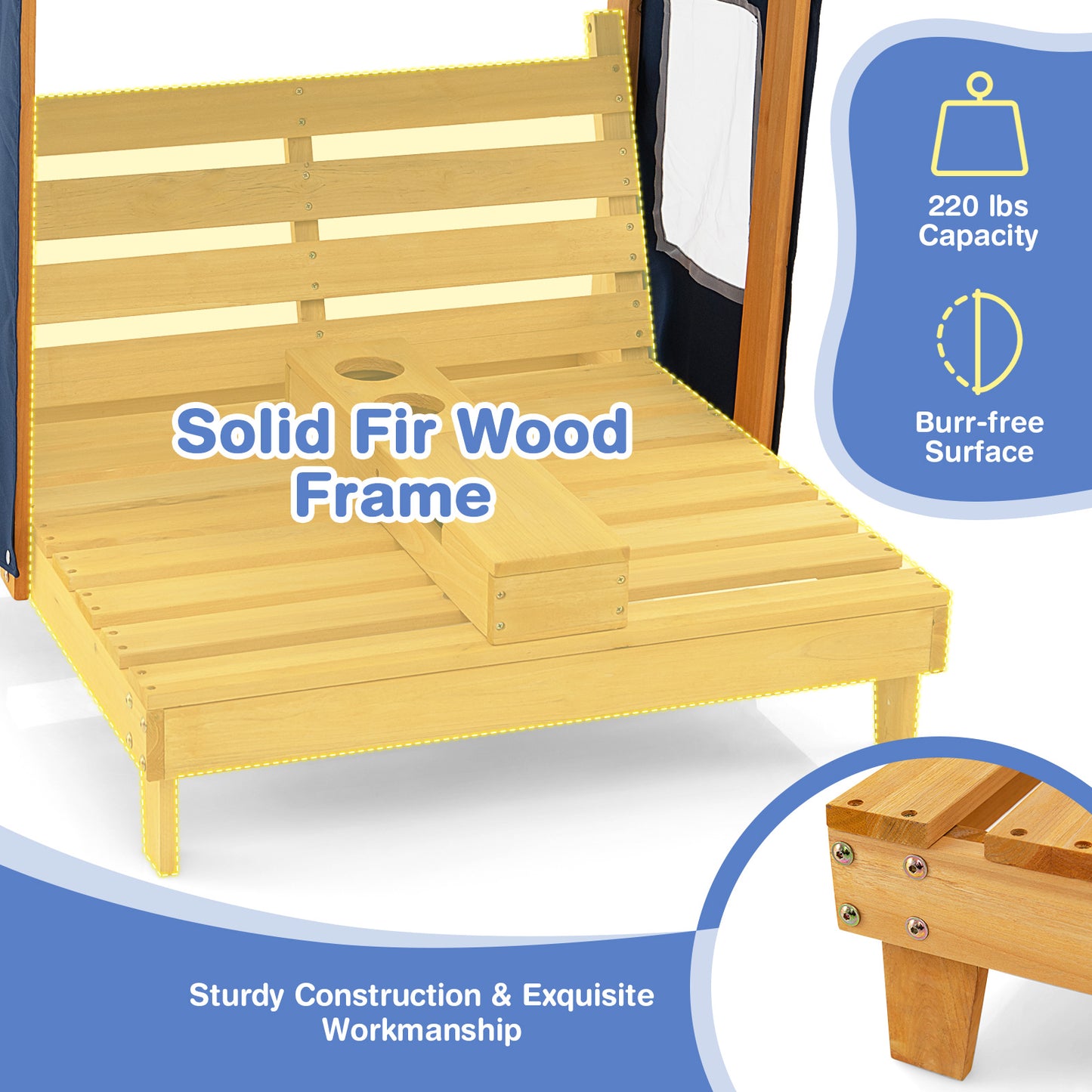 Kids Patio Lounge Chair with Cup Holders and Awning, Navy Kids Chairs & Seating at Gallery Canada