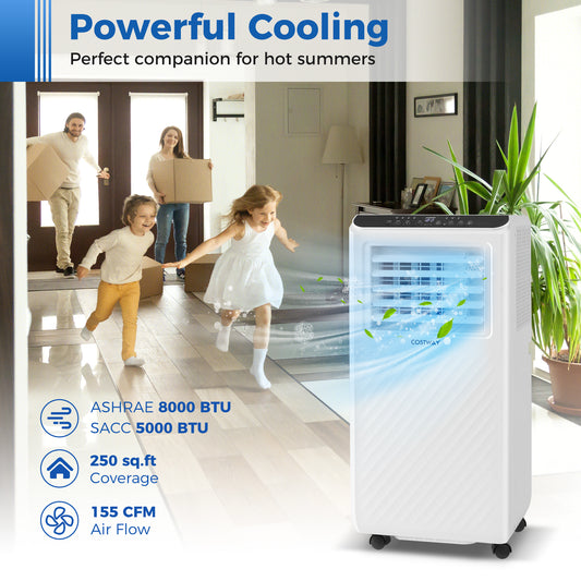 8000 BTU Portable Air Conditioner, 3 In 1 Floor AC Unit, White Portable Air Conditioners White at Gallery Canada