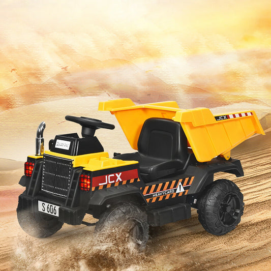 Kids Ride On Dump Truck, 12V Battery, Electric Bucket, Yellow Powered Ride On Toys Yellow at Gallery Canada