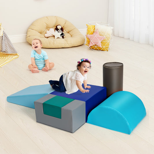 6 Piece Climb Crawl Play Set, Indoor Kids Toddler, Light Blue Climbers & Slides Light Blue at Gallery Canada