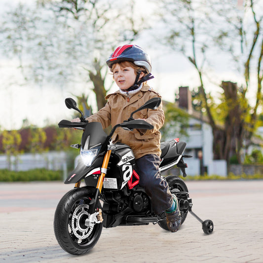 12V Kids Ride-On Motorcycle, With Sounds And Music, Black Powered Ride On Toys Black at Gallery Canada